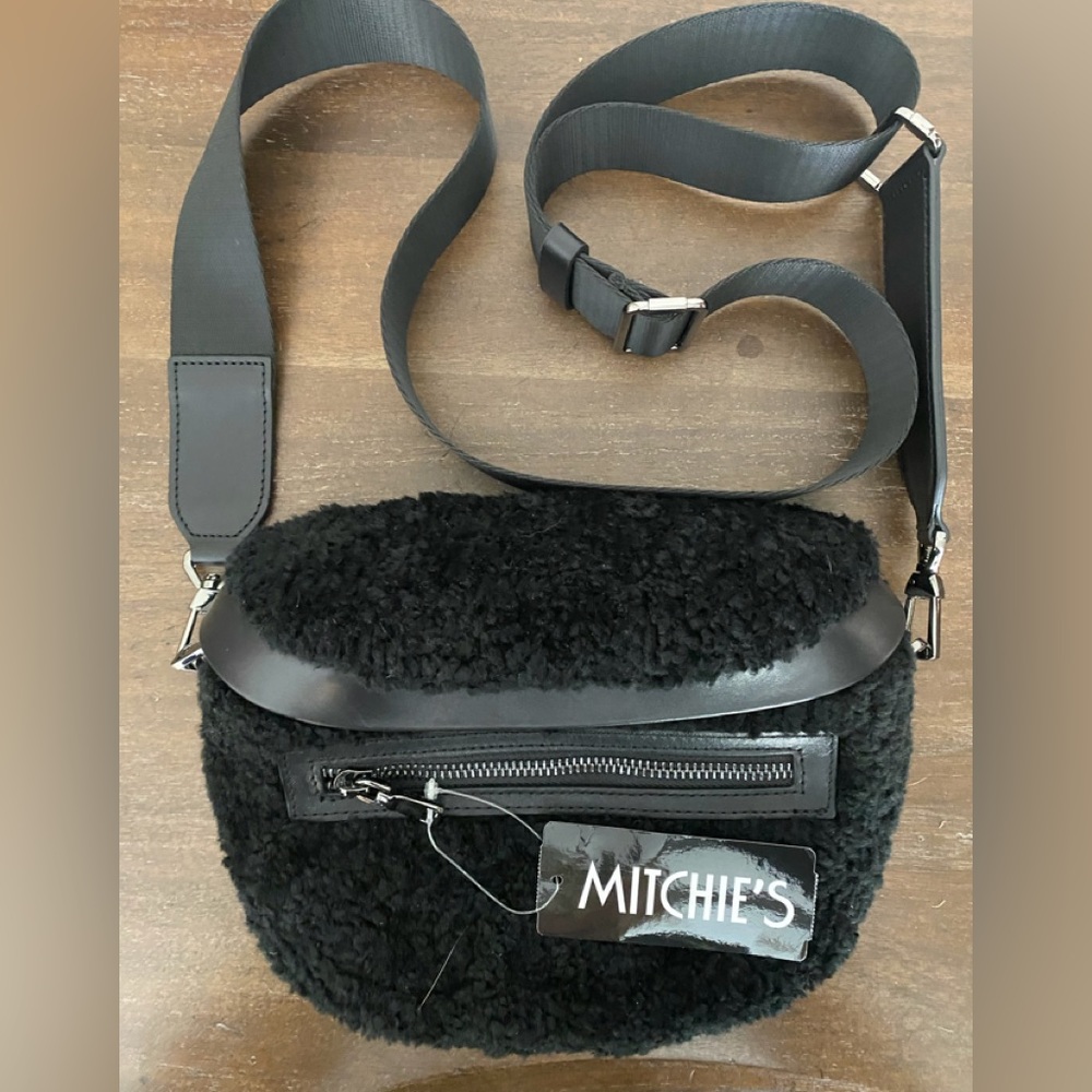 Mltchies Curly lamb belt adjustable strap black.NWT
